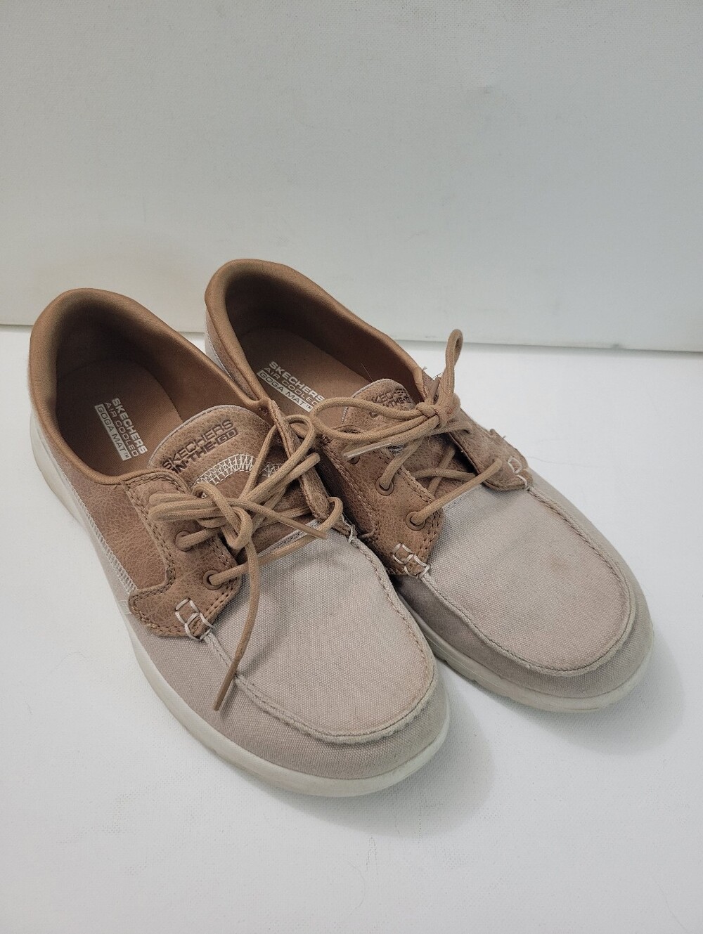 Sketchers Sz 9 Women's Boat Shoes Slip On Loafers Memory Foam Tan Brown